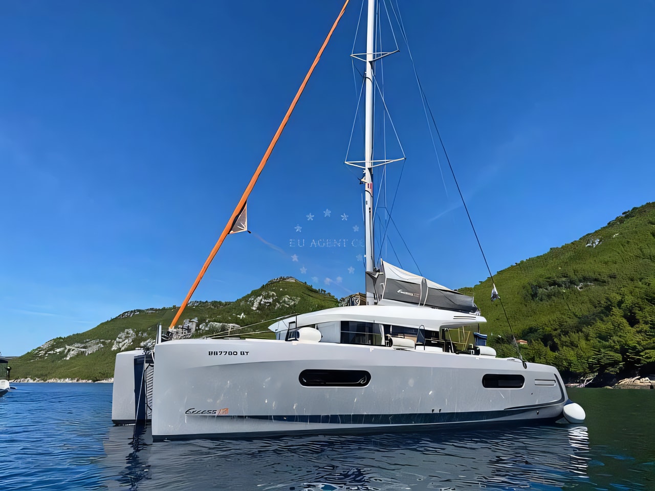 Exterior overview of Excess 12 catamaran for charter from Vinodolski Novi Marina in the Istria / Kvarner sailing area Croatia