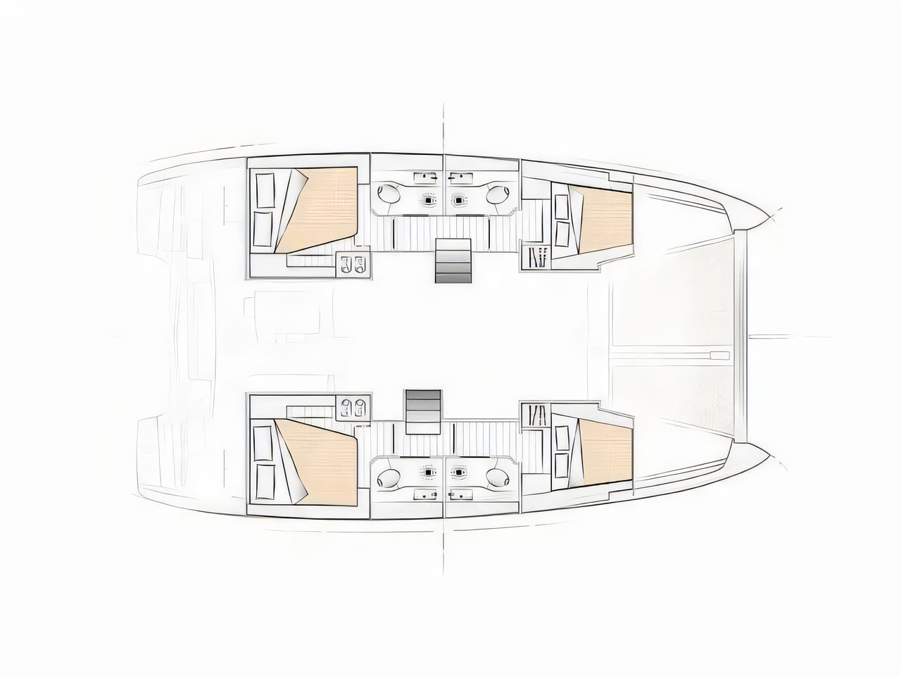 Interior of Excess 12 catamaran with 6 cabins Croatia yacht charter