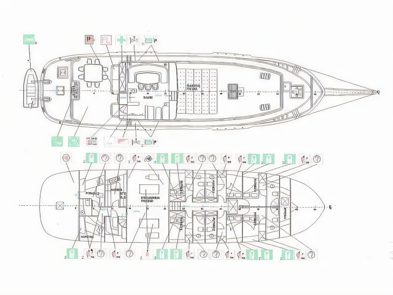 Interior of Gulet gulet or cruiser with 6 cabins Croatia yacht charter