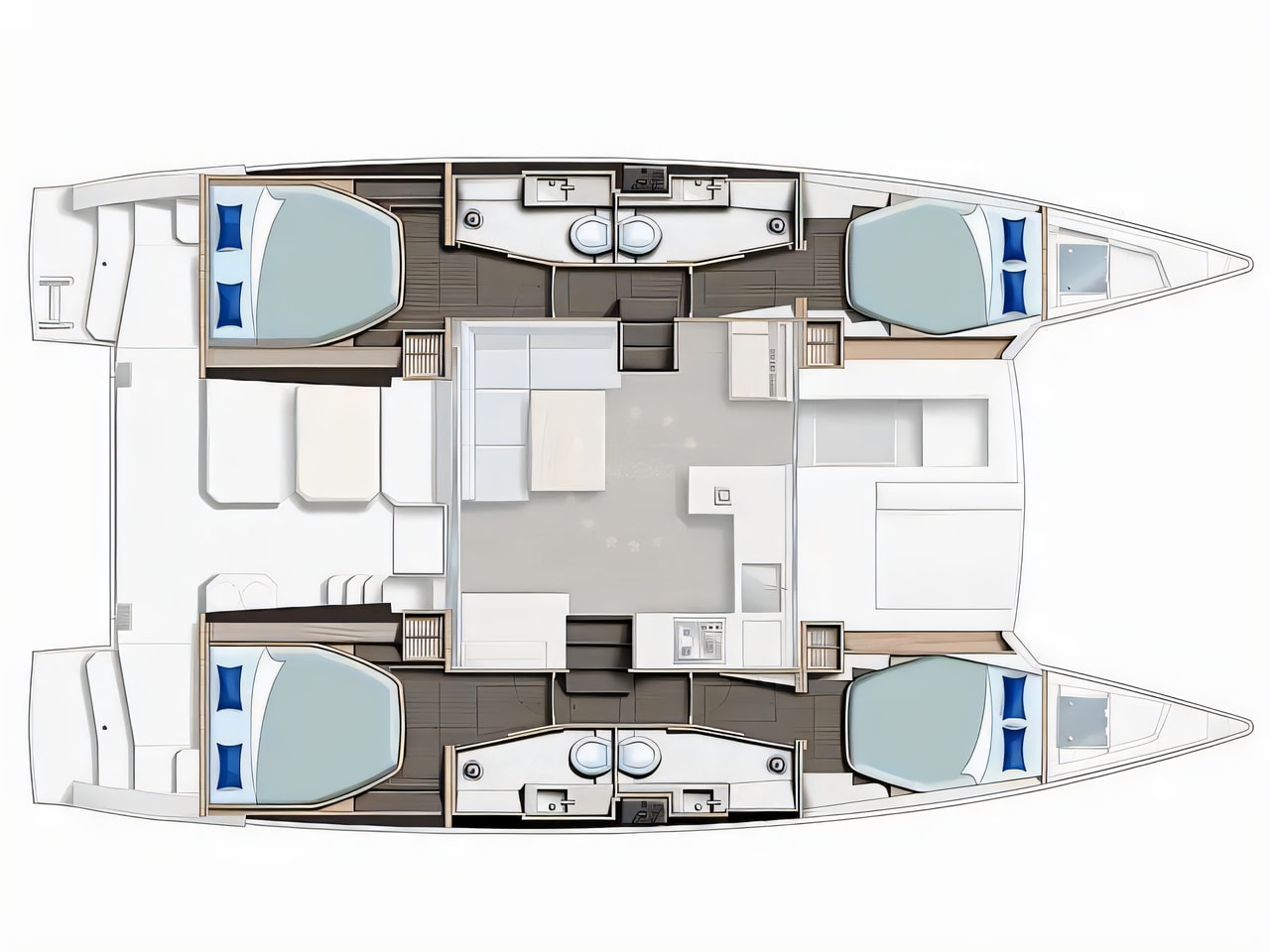 Interior of Moorings 4200 / 4 catamaran with 4 cabins Croatia yacht charter