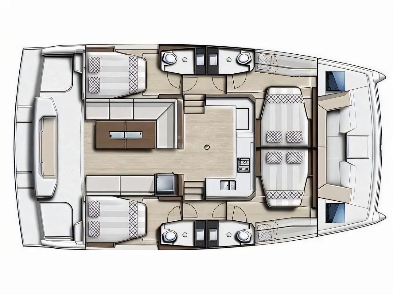 Interior of Bali Catspace catamaran with 4 cabins Croatia yacht charter