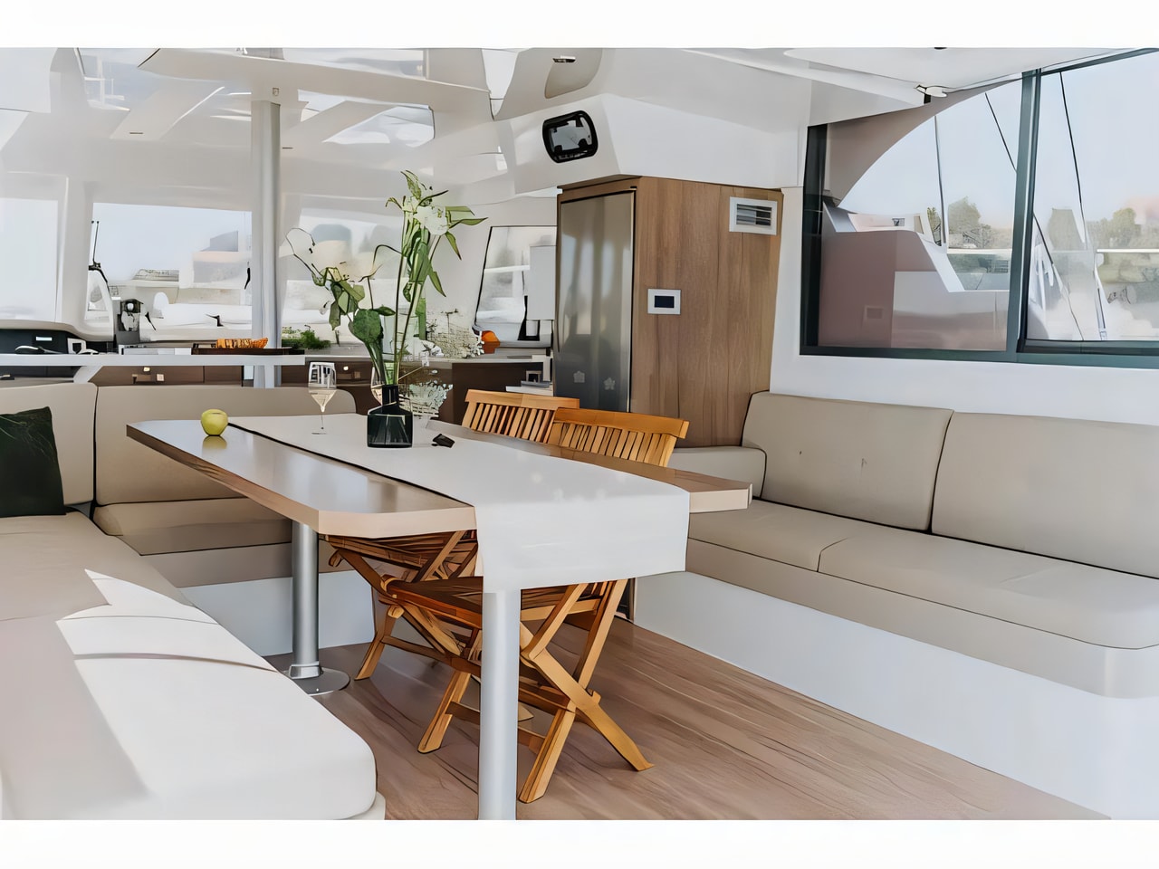 Layout of Bali Catspace catamaran with 4 cabins Croatia yacht charter