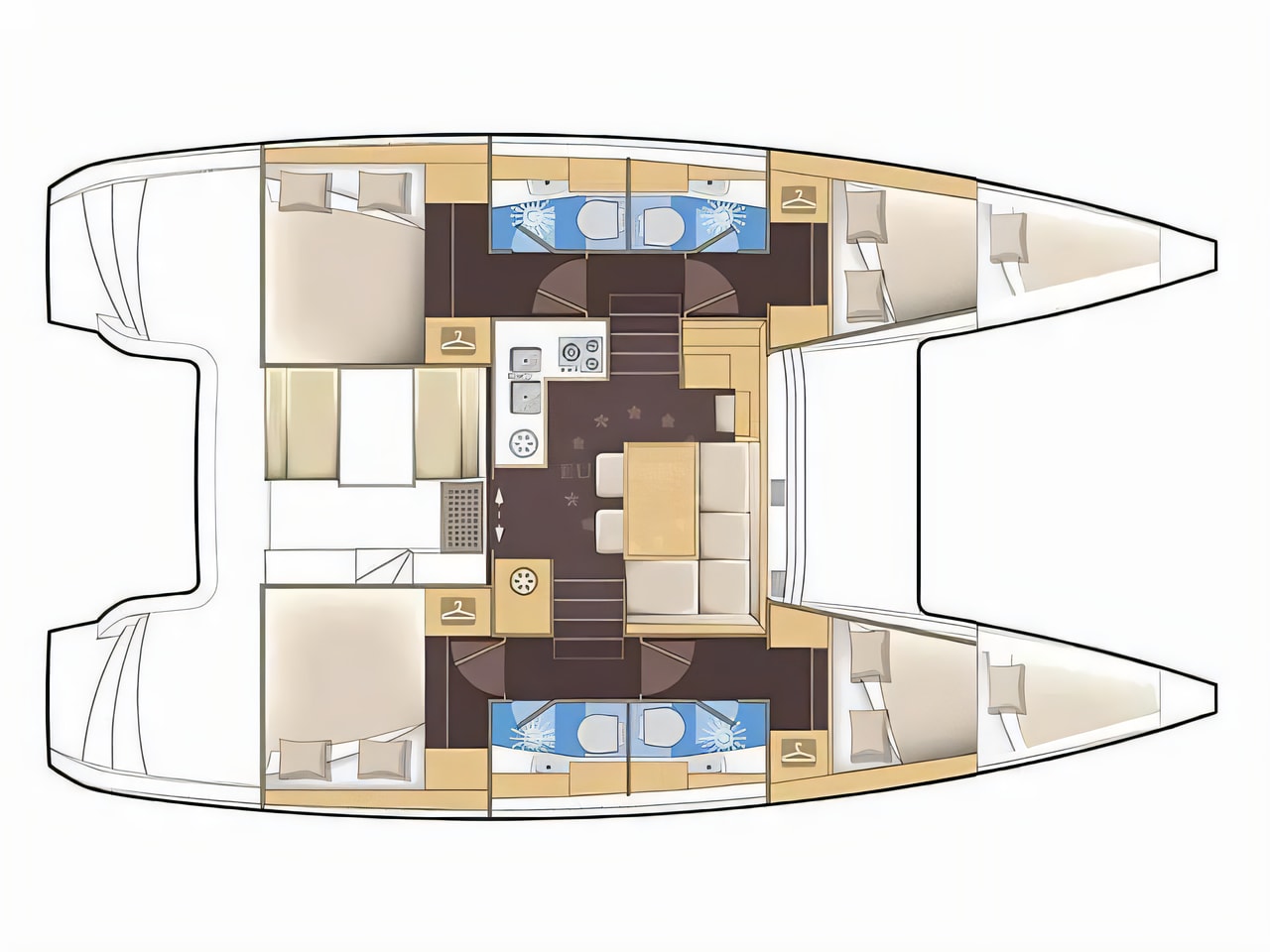 Interior of Lagoon 39 catamaran with 4 cabins Croatia yacht charter