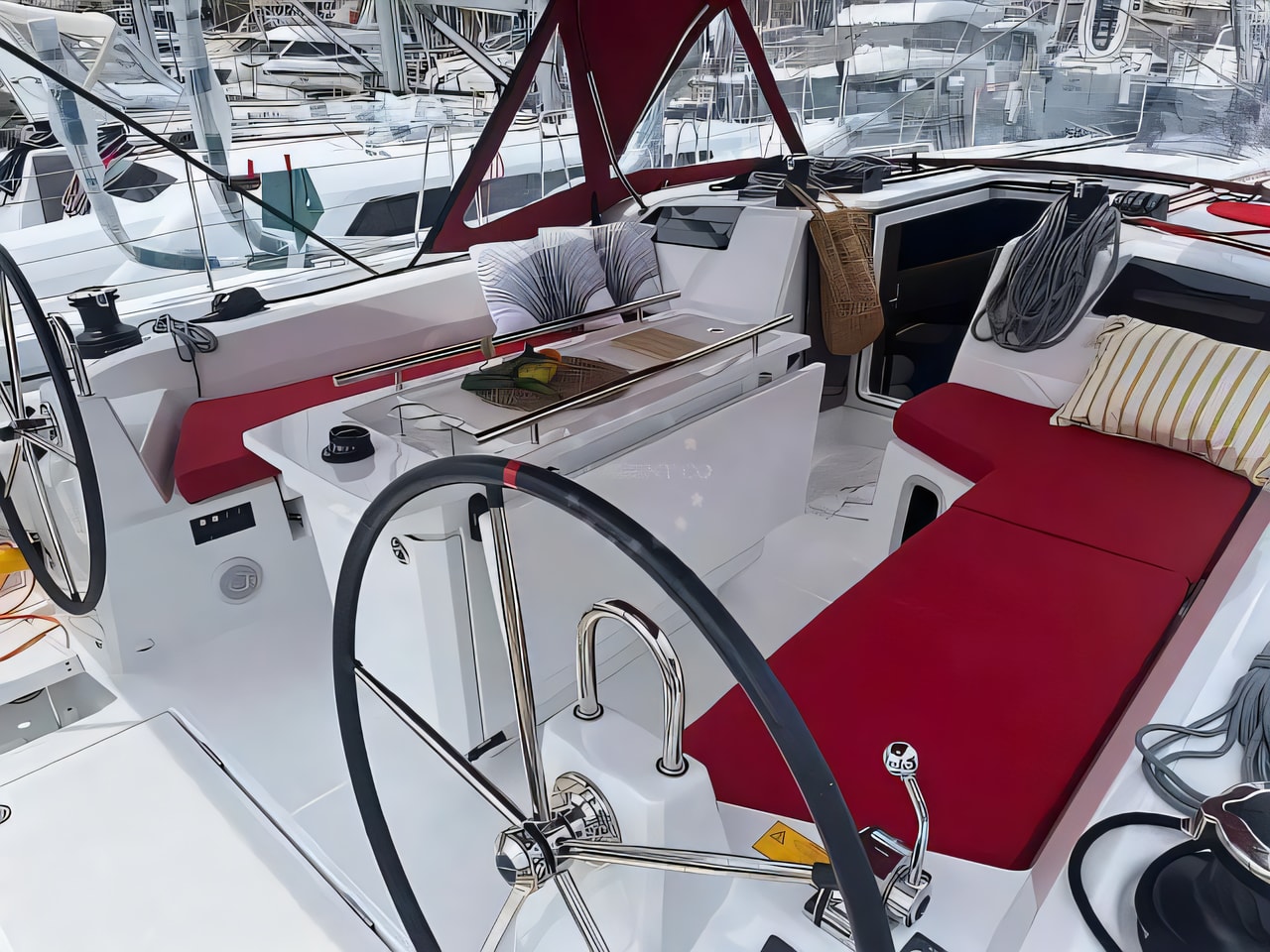 Exterior overview of Oceanis 40.1 sail boat for charter from Pomer ACI Marina in the Istria / Kvarner sailing area Croatia