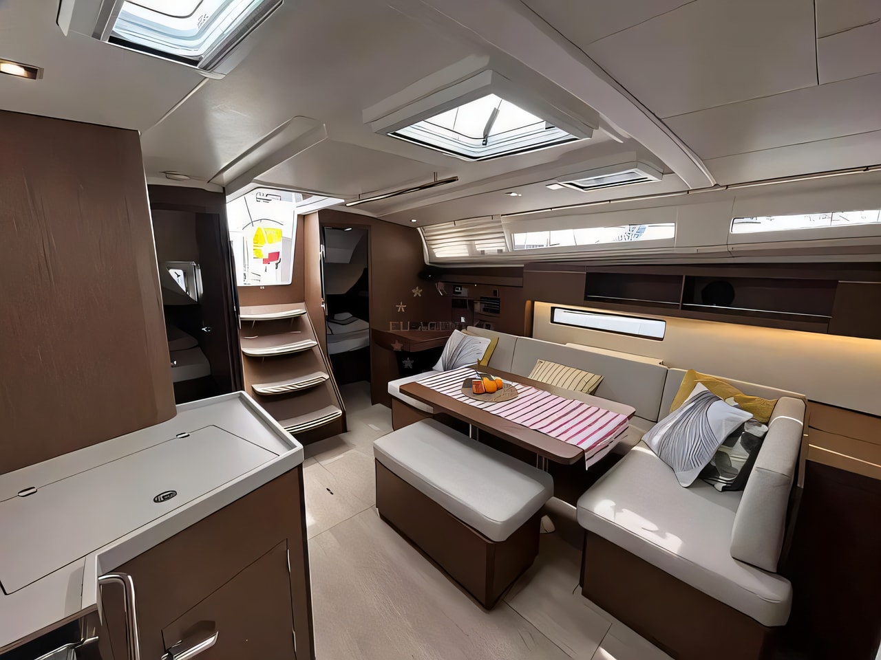 Layout of Oceanis 40.1 sail boat with 3 cabins Croatia yacht charter