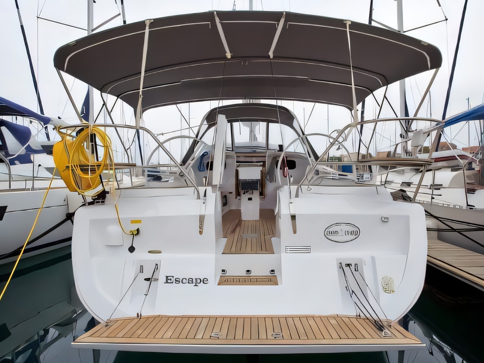 Exterior overview of Elan 394 Impression sail boat for charter from Sibenik Marina Mandalina in the Sibenik sailing area Croatia