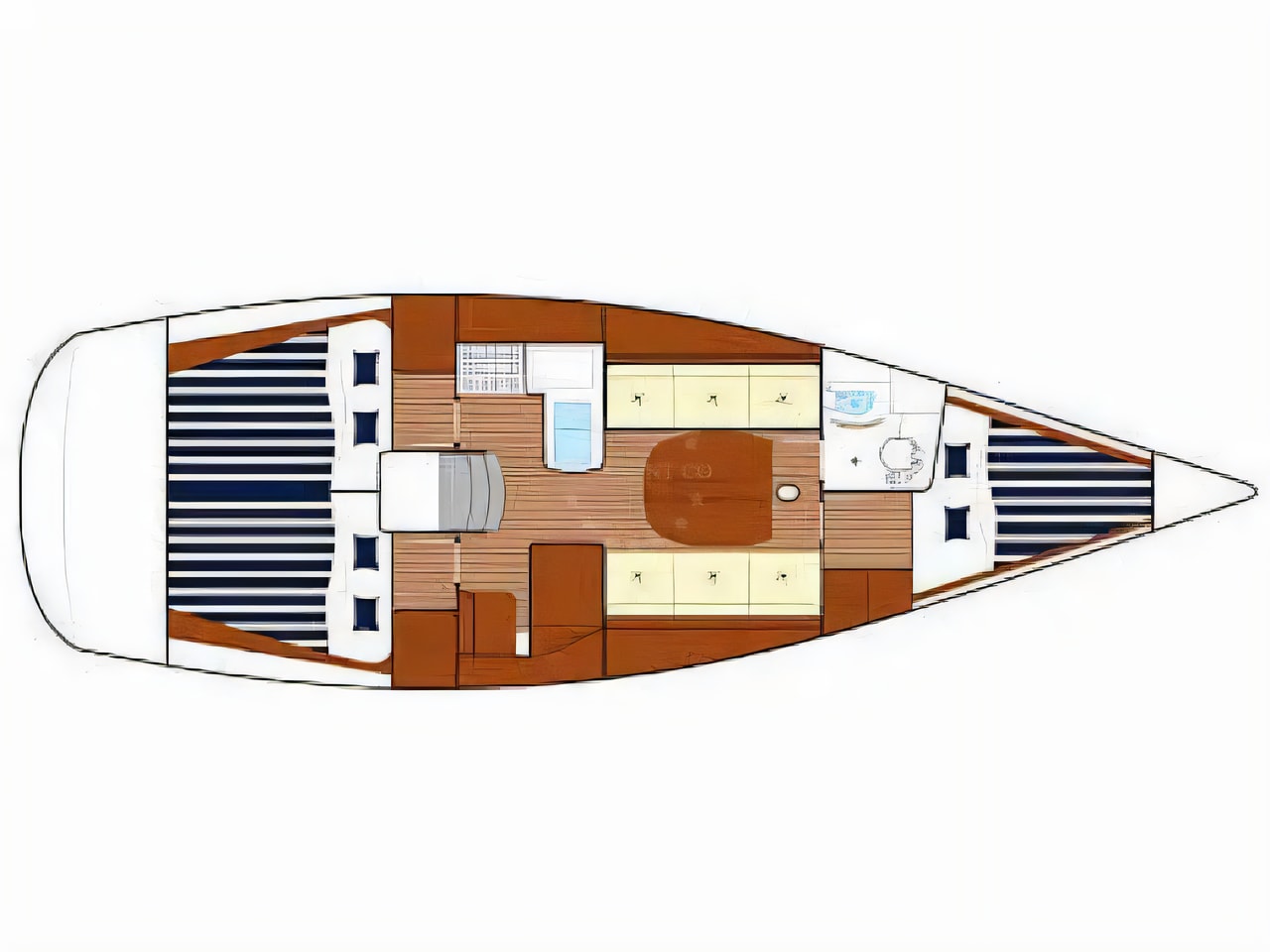 Layout of First 36.7 sail boat with 3 cabins Croatia yacht charter