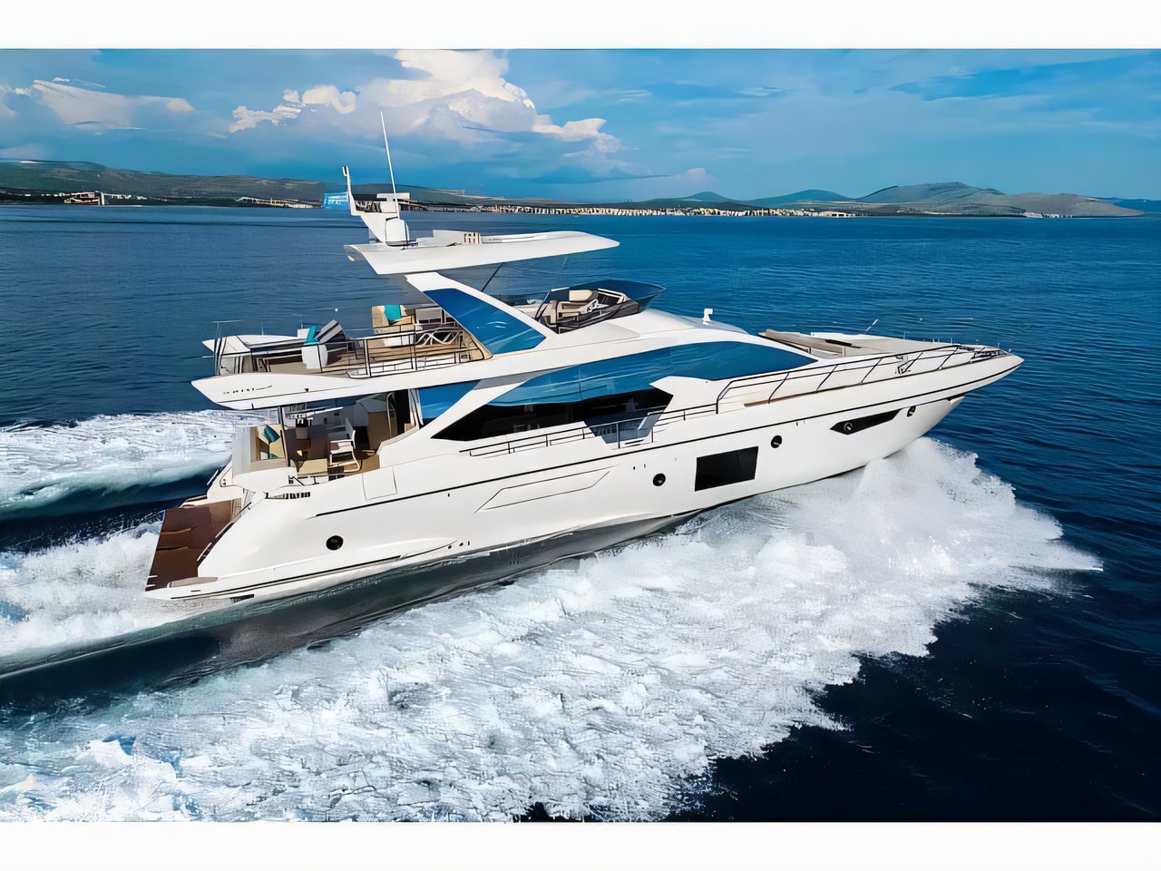 Exterior overview of Azimut 72 Fly motoryacht for charter from Sibenik Marina Mandalina in the Sibenik sailing area Croatia