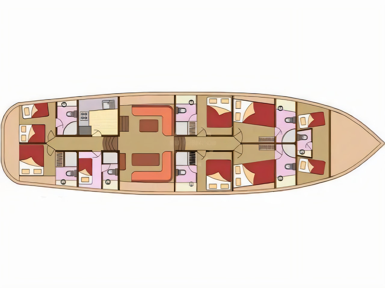 Interior of Gulet gulet or cruiser with 6 cabins Croatia yacht charter