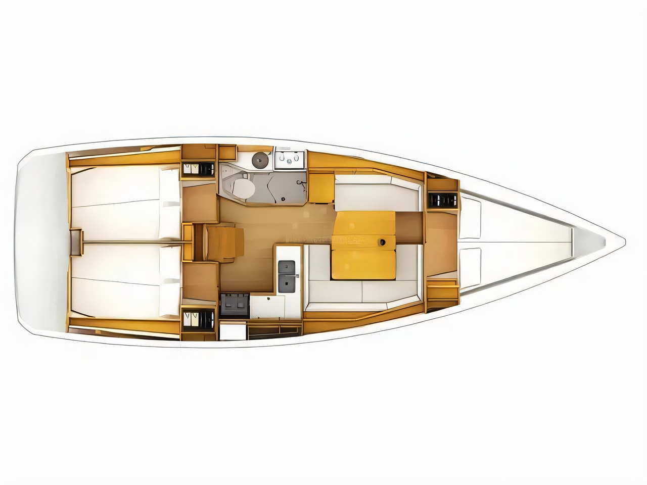 Interior of Sun Odyssey 389 sail boat with 3 cabins Croatia yacht charter
