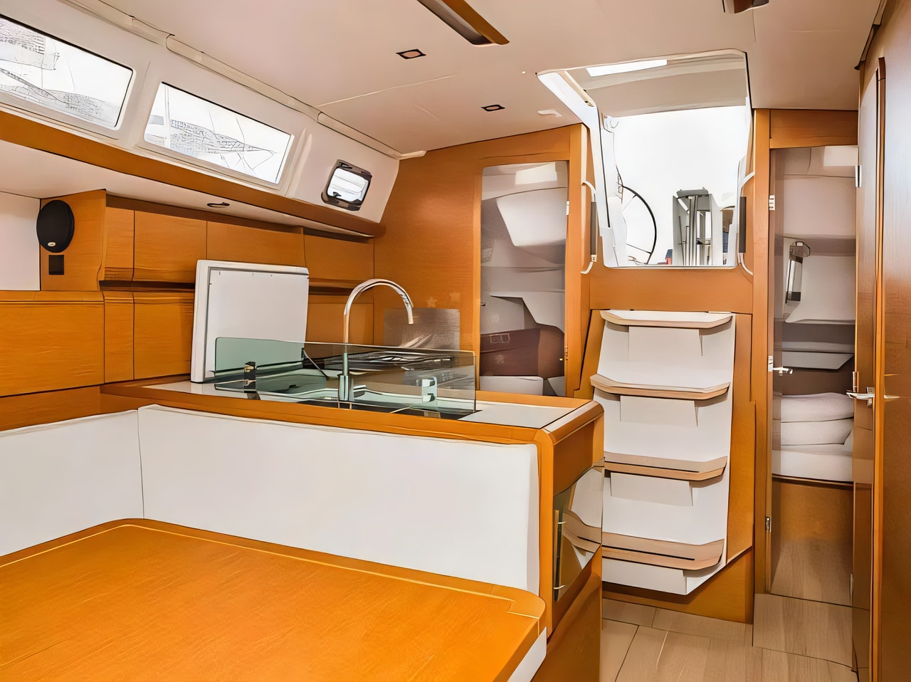Layout of Sun Odyssey 389 sail boat with 3 cabins Croatia yacht charter