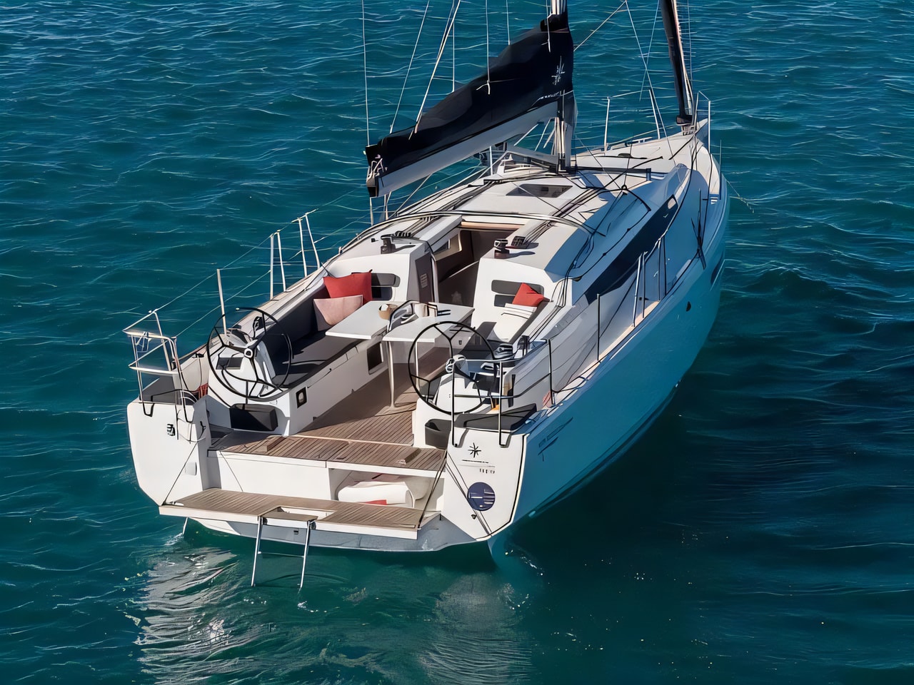 Exterior overview of Sun Odyssey 380 sail boat for charter from Rogoznica Marina Frapa in the Sibenik sailing area Croatia