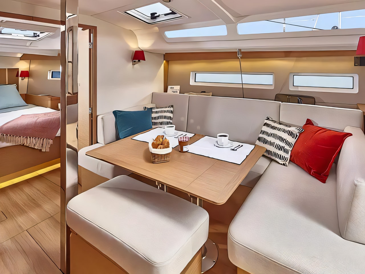 Layout of Sun Odyssey 440 sail boat with 3 cabins Croatia yacht charter