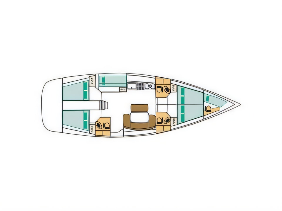 Layout of Cyclades 50.5 sail boat with 5 cabins Croatia yacht charter