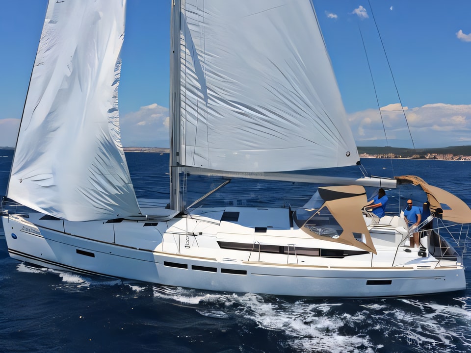 Exterior overview of SUN ODYSSEY 509 BT sail boat for charter from Sukosan Marina Dalmacija in the Zadar sailing area Croatia