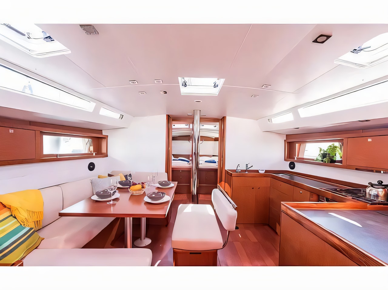 Layout of Oceanis 48 sail boat with 5 cabins Croatia yacht charter