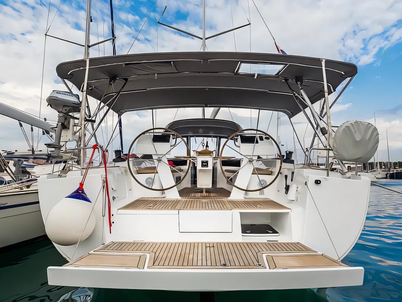 Exterior overview of Hanse 505 sail boat for charter from Sukosan Marina Dalmacija in the Zadar sailing area Croatia