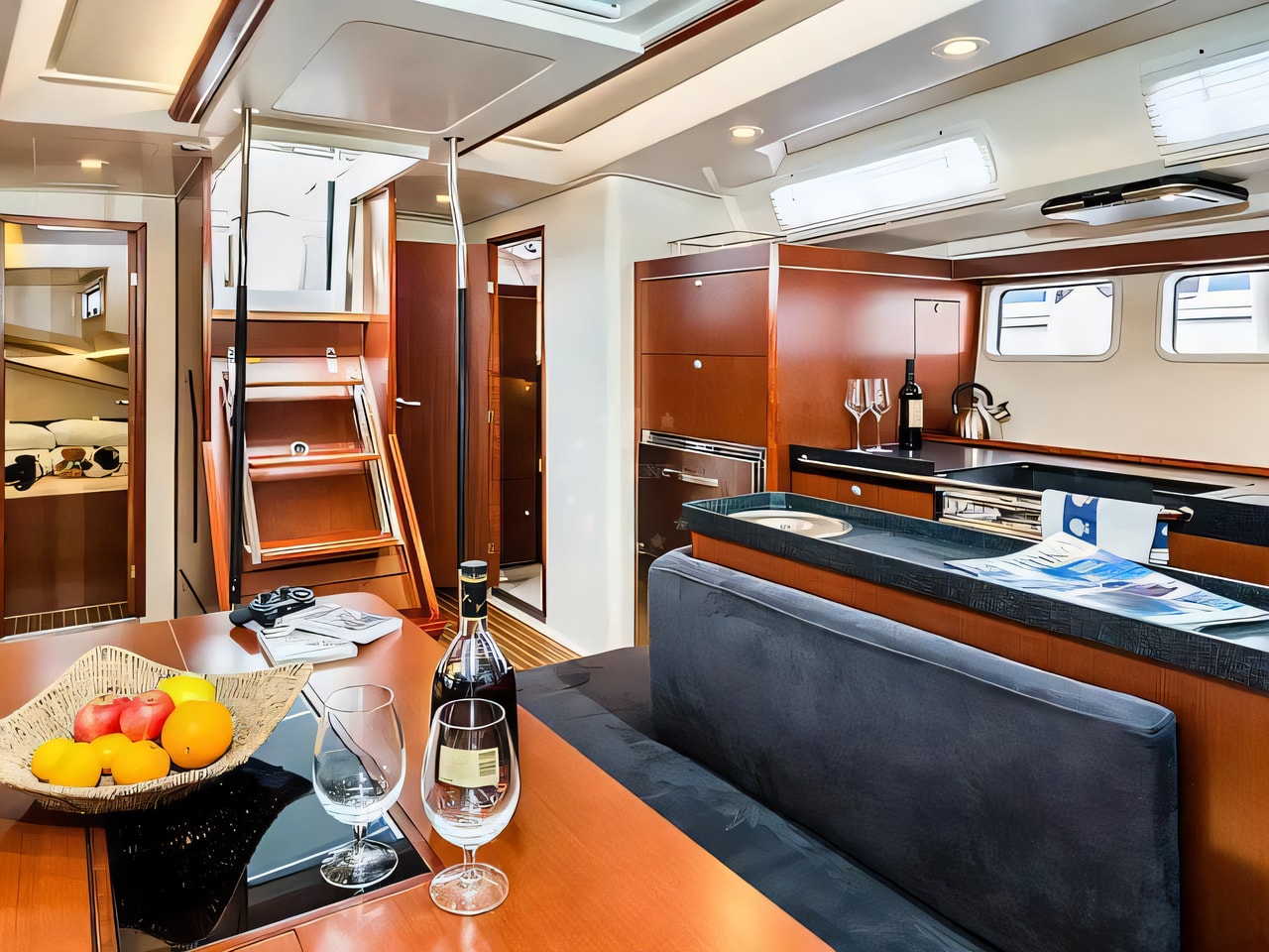 Layout of Hanse 505 sail boat with 5 cabins Croatia yacht charter