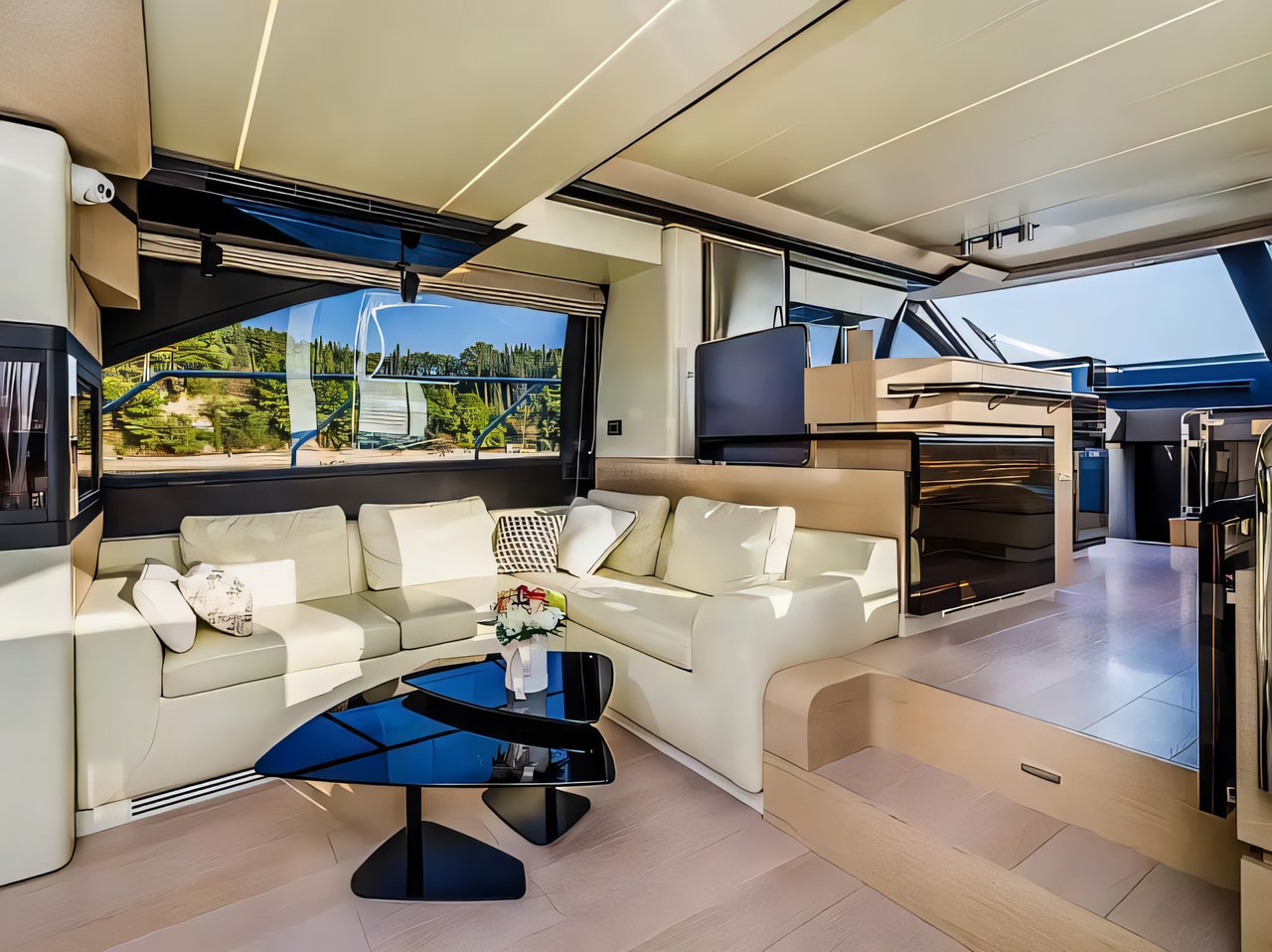 Layout of Azimut 66 Fly motoryacht with 4 cabins Croatia yacht charter