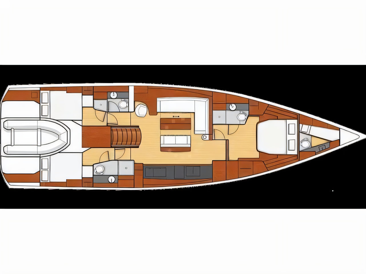 Interior of Oceanis 62 sail boat with 3 cabins Croatia yacht charter
