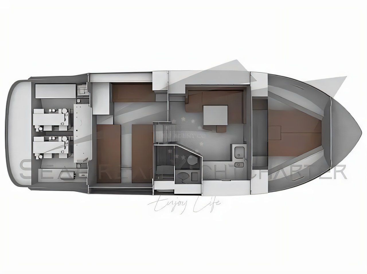 Interior of Bavaria S40 HT motor boat with 2 cabins Croatia yacht charter