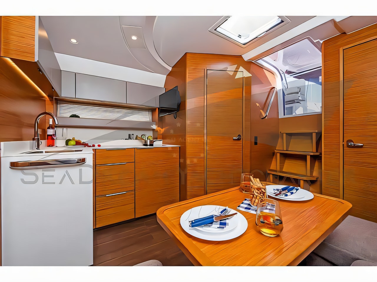 Layout of Bavaria S40 HT motor boat with 2 cabins Croatia yacht charter