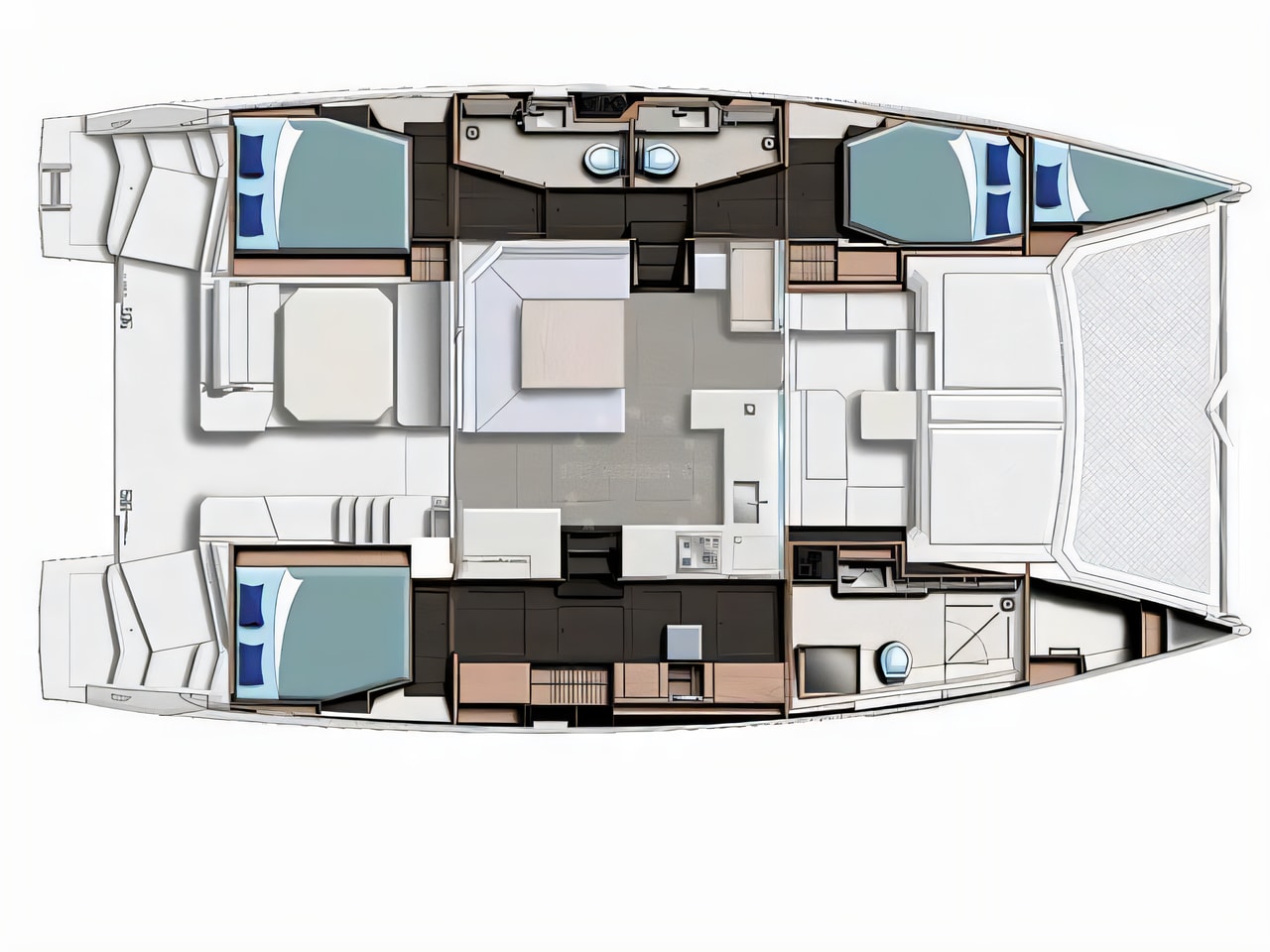 Interior of Leopard 45 catamaran with 3 cabins Croatia yacht charter