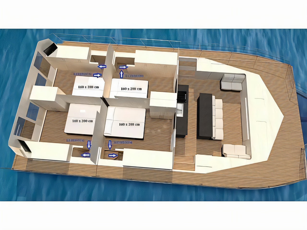 Interior of Catamaran catamaran with 5 cabins Croatia yacht charter