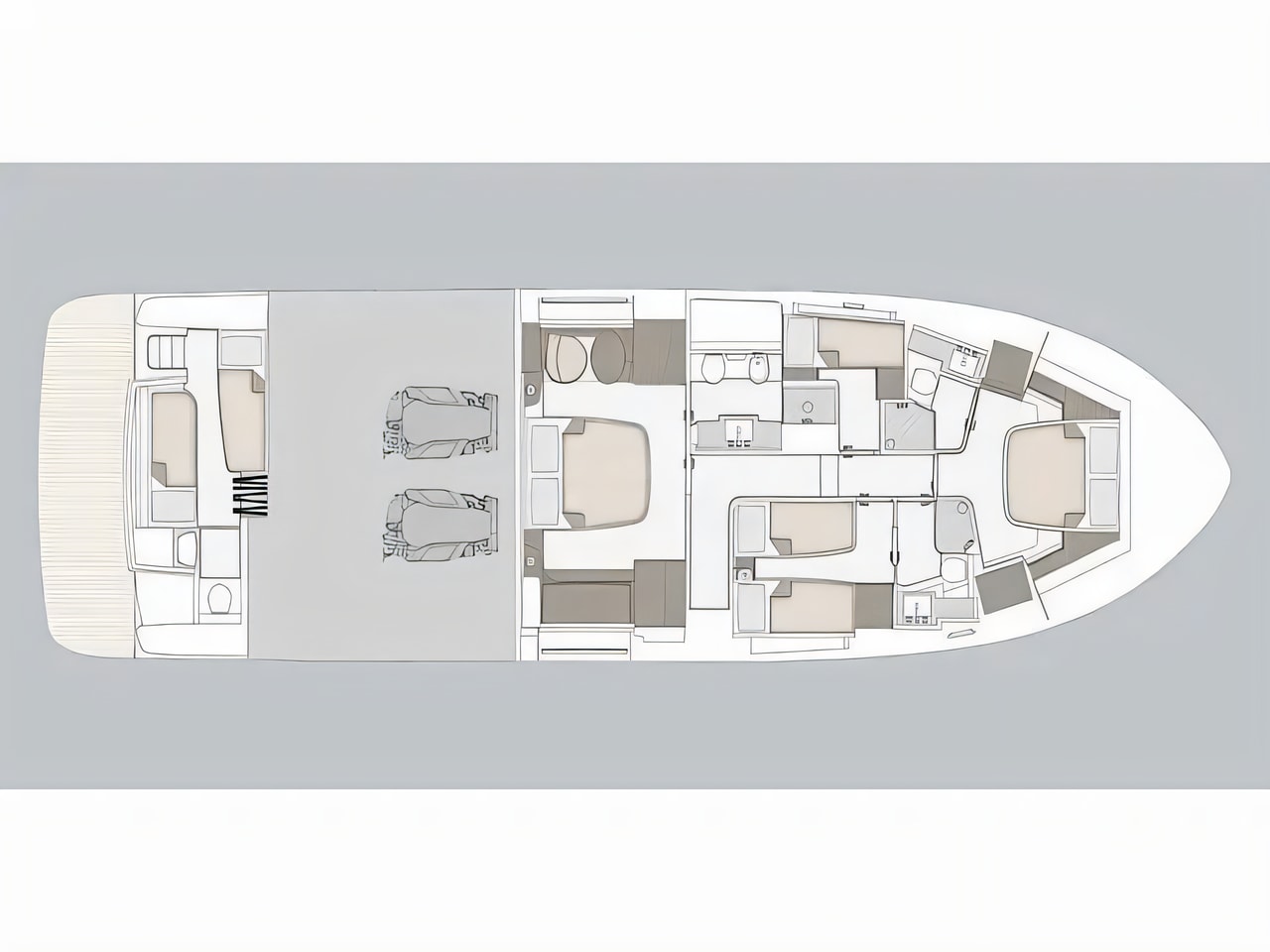 Layout of Azimut Magellano 66 motoryacht with 3 cabins Croatia yacht charter
