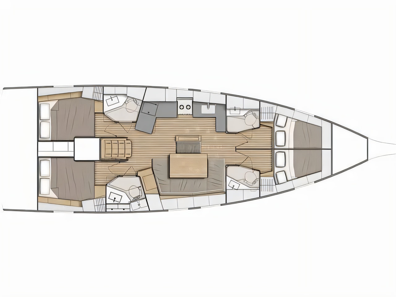 Interior of Sunsail 46.4 sail boat with 4 cabins Croatia yacht charter