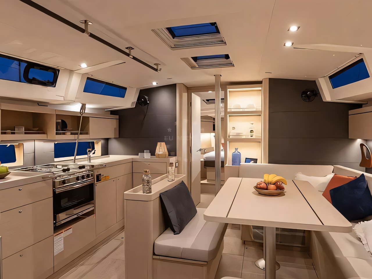 Layout of Sunsail 46.4 sail boat with 4 cabins Croatia yacht charter