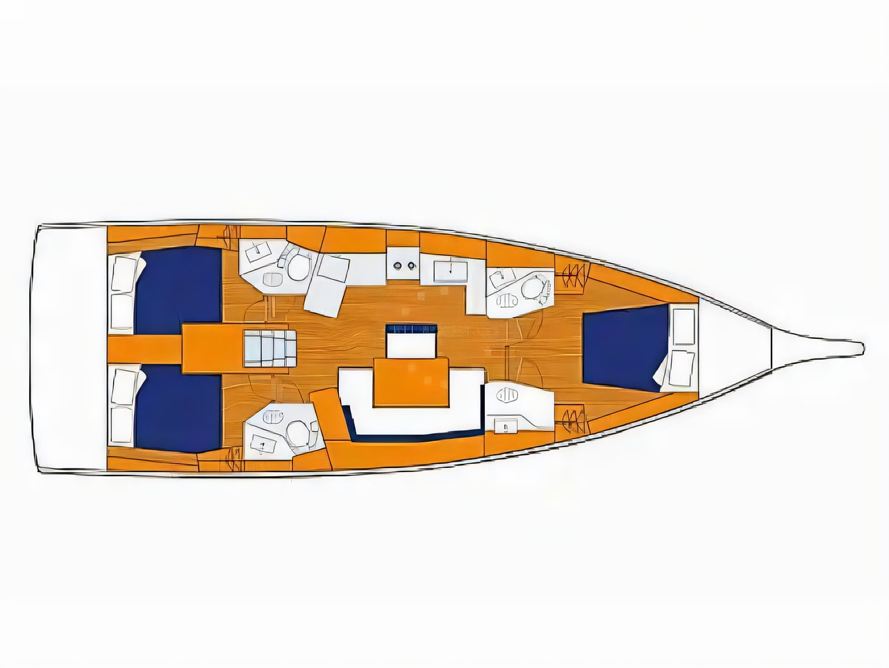 Interior of Oceanis 461 / 3 / 3 sail boat with 3 cabins Croatia yacht charter