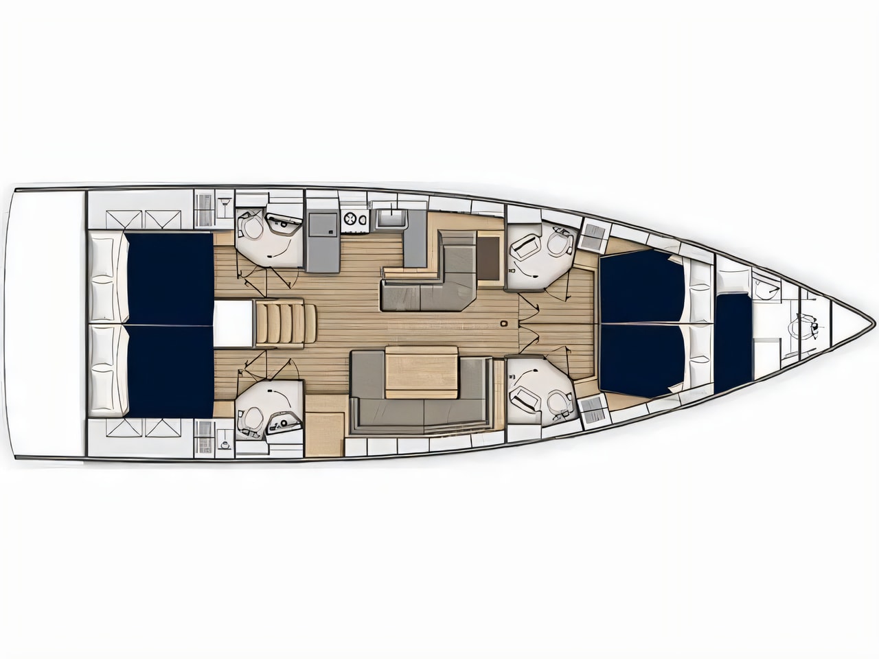 Interior of Sunsail 52.4 sail boat with 4 cabins Croatia yacht charter