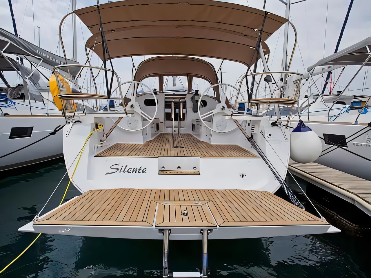 Exterior overview of Elan Impression 40 sail boat for charter from Rabac Port in the Istria / Kvarner sailing area Croatia