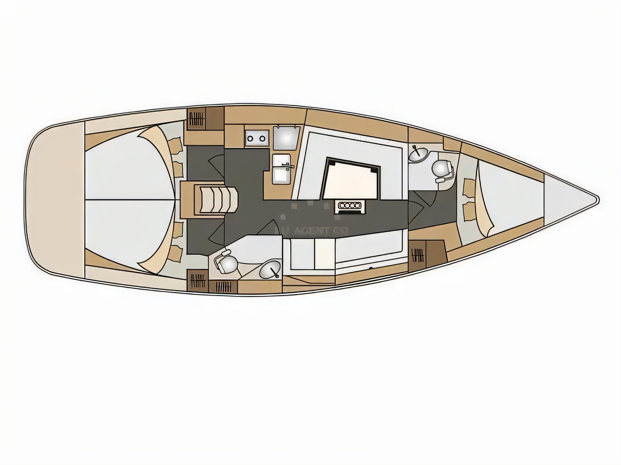 Interior of Elan Impression 40 sail boat with 3 cabins Croatia yacht charter