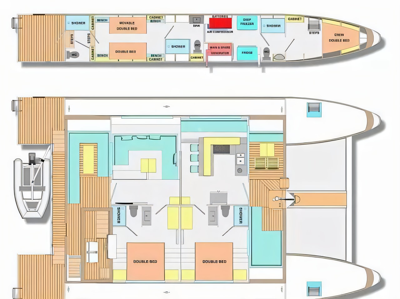 Interior of Ocean Beast 65 Fly power catamaran with 4 cabins Croatia yacht charter