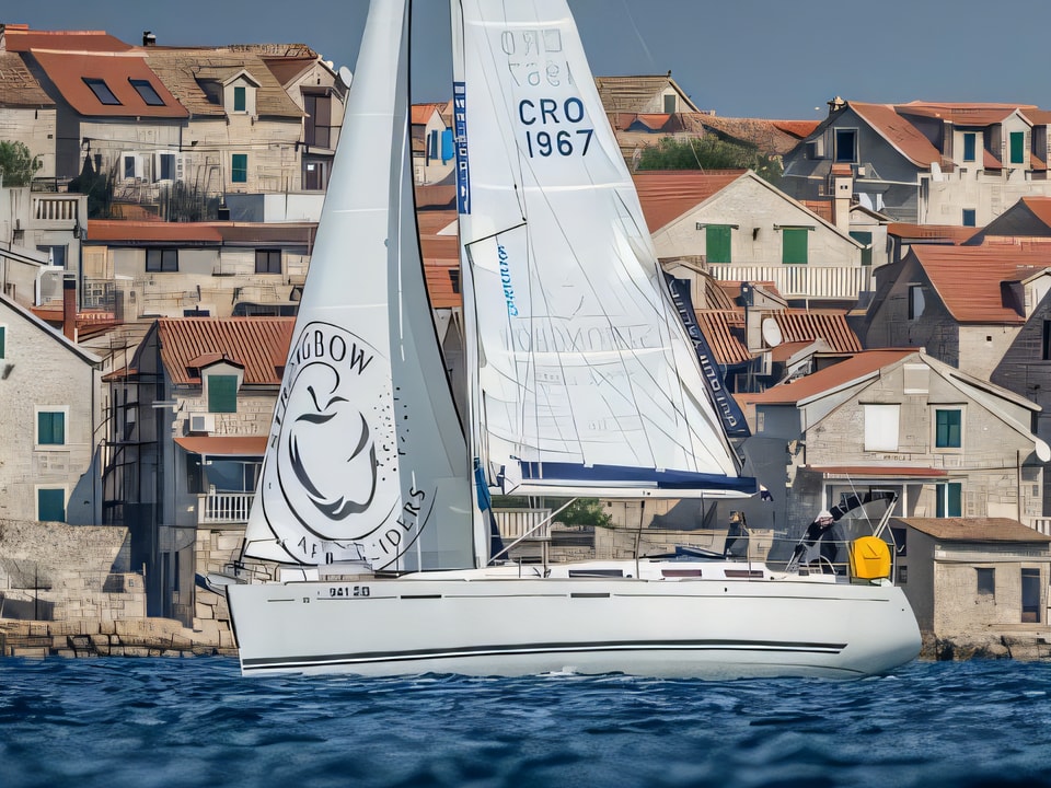 Exterior overview of Dufour 365 GL sail boat for charter from Sibenik Marina Mandalina in the Sibenik sailing area Croatia