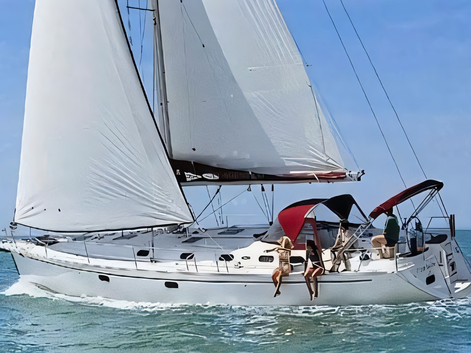 Exterior overview of Dufour Gib Sea 51 sail boat for charter from Biograd Sangulin in the Zadar sailing area Croatia