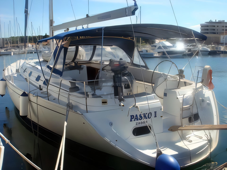 Exterior overview of Dufour Gib Sea 51 sail boat for charter from SCT Marina Trogir in the Split sailing area Croatia