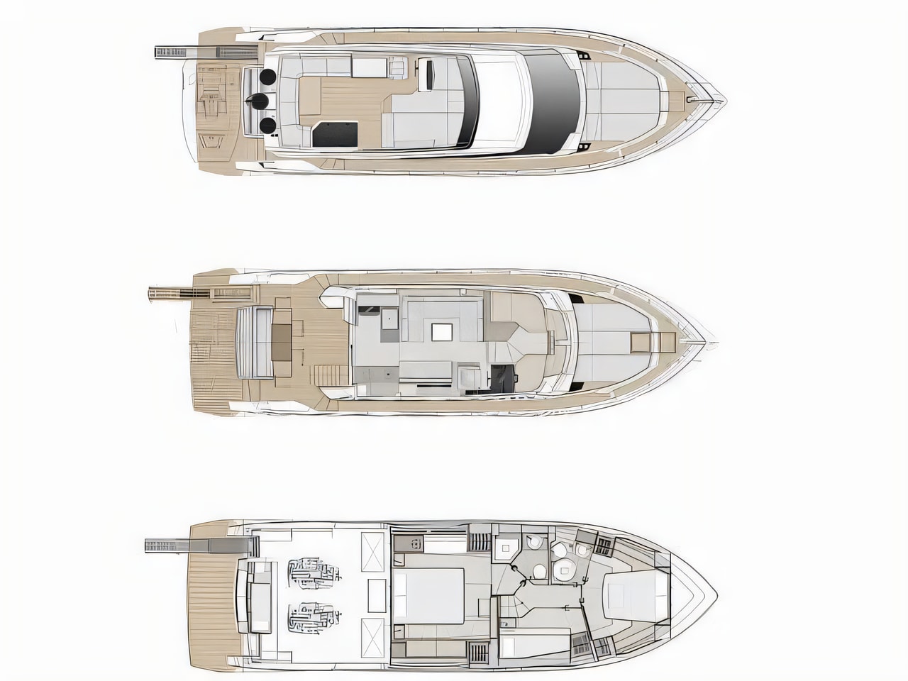 Interior of Ferretti 500 motoryacht with 3 cabins Croatia yacht charter