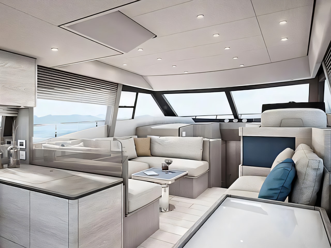 Layout of Ferretti 500 motoryacht with 3 cabins Croatia yacht charter