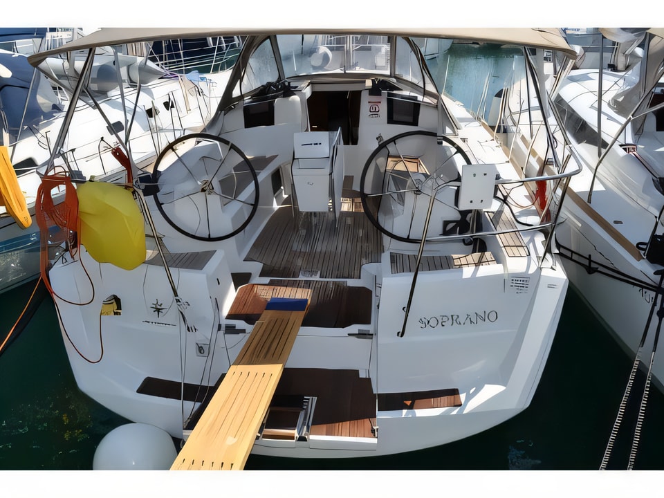 Exterior overview of Sun Odyssey 379 sail boat for charter from Sukosan Marina Dalmacija in the Zadar sailing area Croatia
