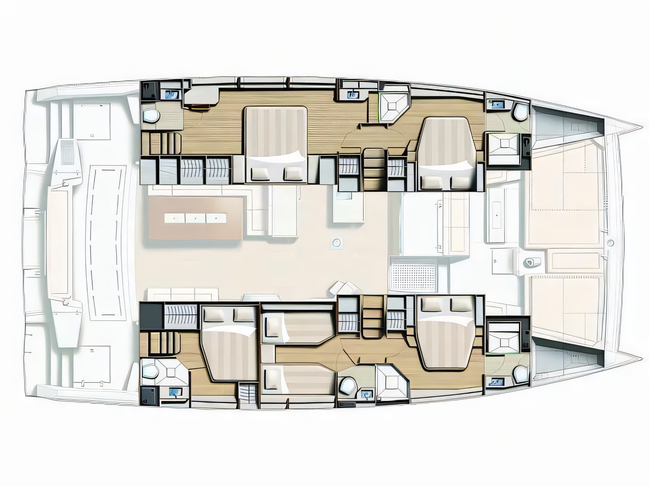Interior of Bali 5.4 catamaran with 6 cabins Croatia yacht charter
