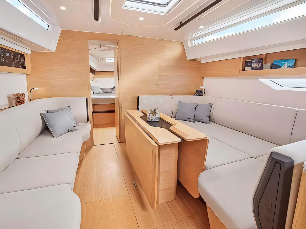 Layout of Elan E6 Performance sail boat with 4 cabins Croatia yacht charter