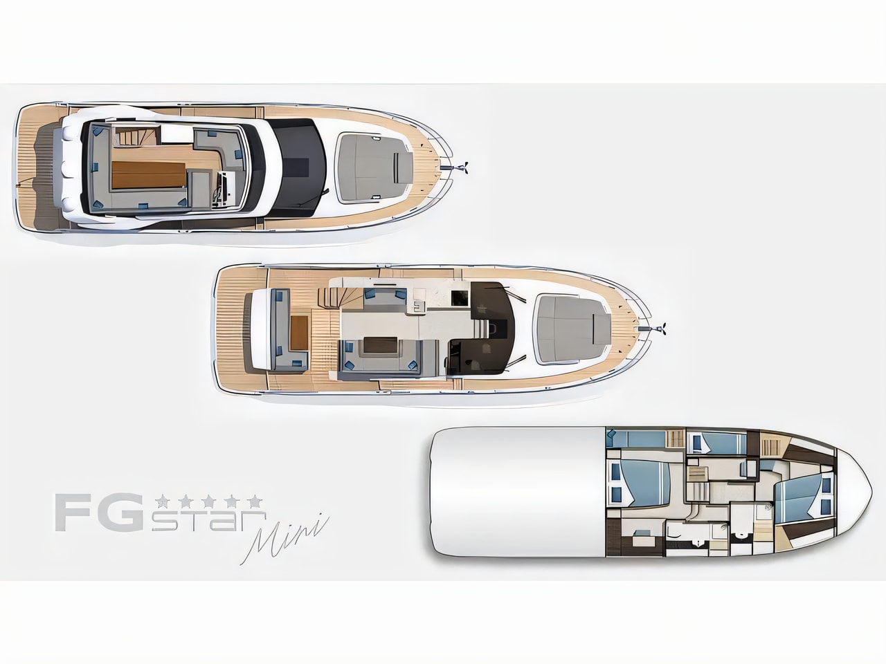 Interior of Galeon 440 Fly motor boat with 3 cabins Croatia yacht charter