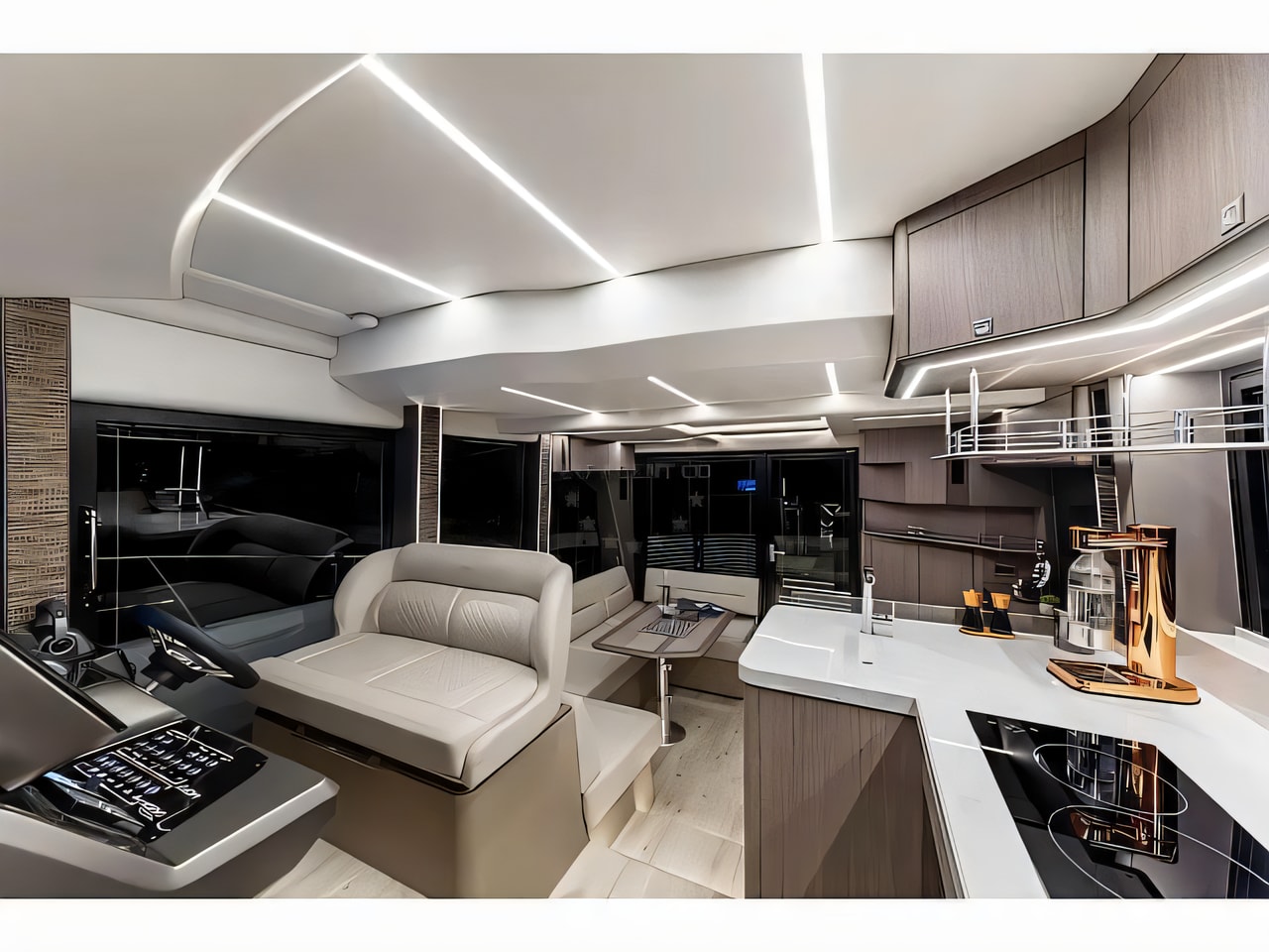 Layout of Galeon 440 Fly motor boat with 3 cabins Croatia yacht charter
