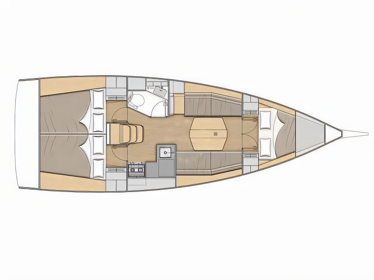 Interior of Oceanis 34.1 sail boat with 2 cabins Croatia yacht charter