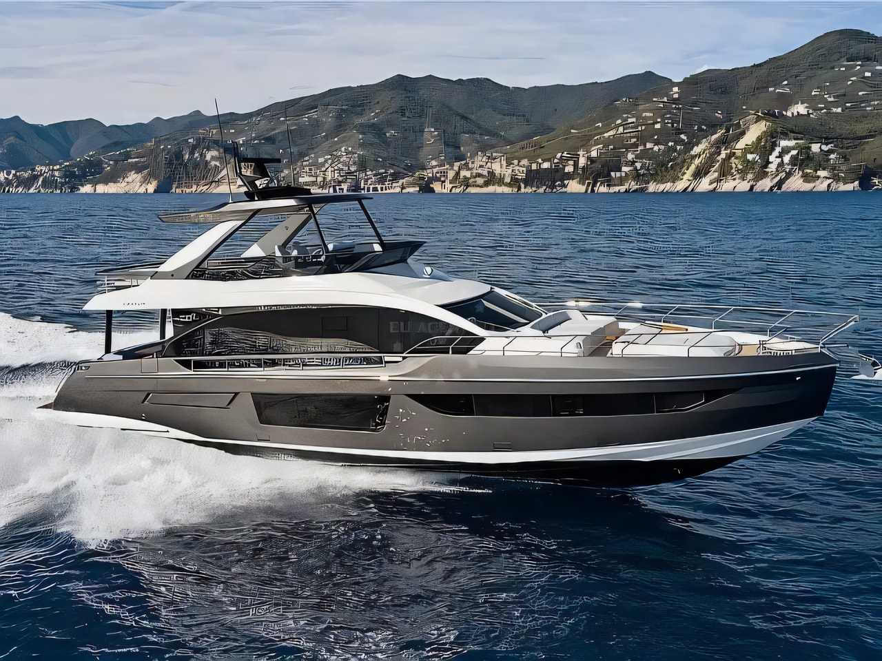 Exterior overview of Azimut 68 Fly motoryacht for charter from Sibenik Marina Mandalina in the Sibenik sailing area Croatia