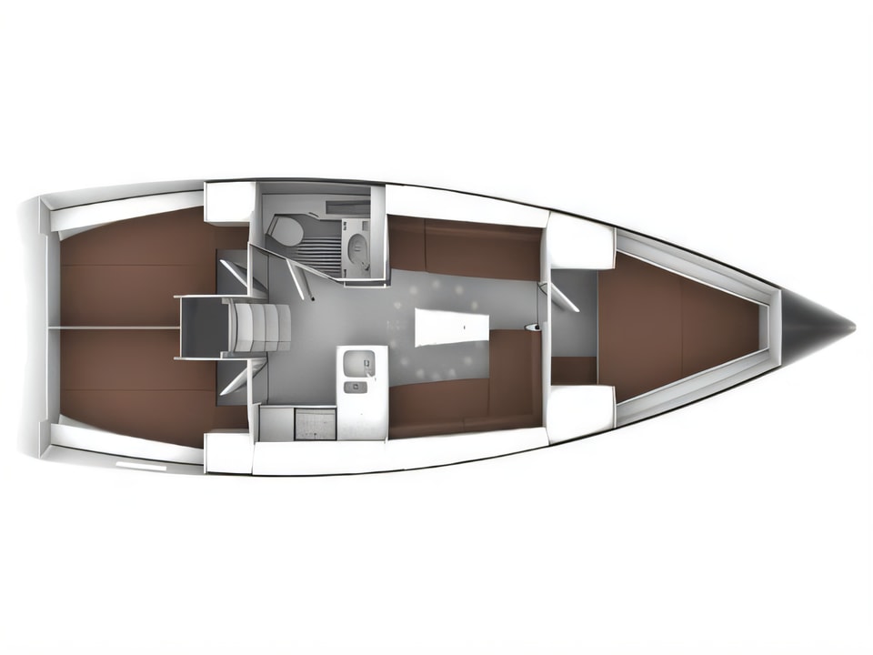Layout of BAVARIA C 37 BT sail boat with 3 cabins Croatia yacht charter