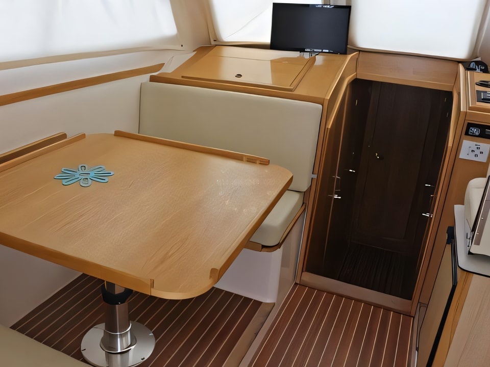 Interior of ADRIA 1002V BT motor boat with 3 cabins Croatia yacht charter